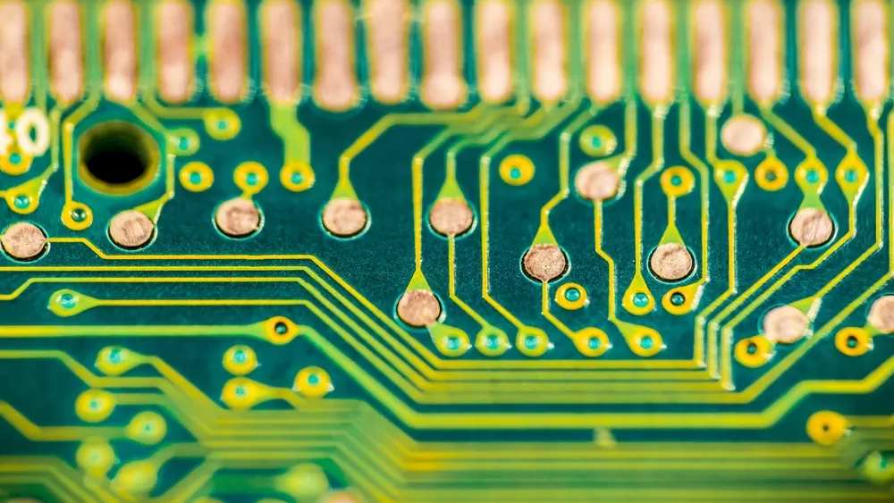Green-Colored PCB with Paths and Solder Joints